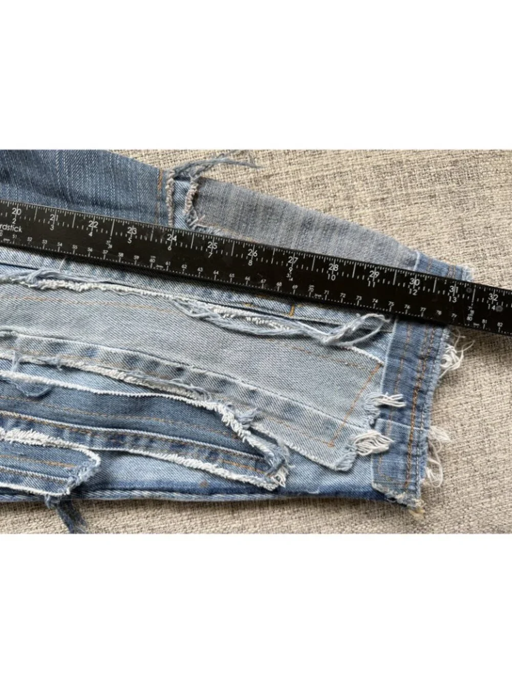 Vtg Reworked Denim Jacket Unique Upcycled Streetwear Jean Blue 90s y2k Sz M/L